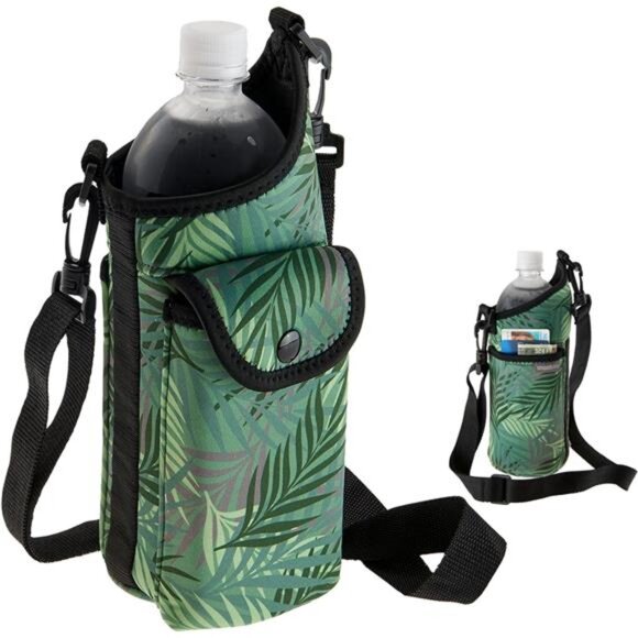 Water Bottle Holder -Insulating Neoprene Water Bottle Sling Bag with Phone Pouch - Picture 1 of 7